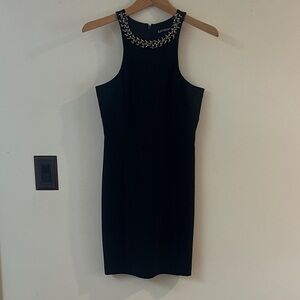 Express Black Mini Dress with Embellished Neckline